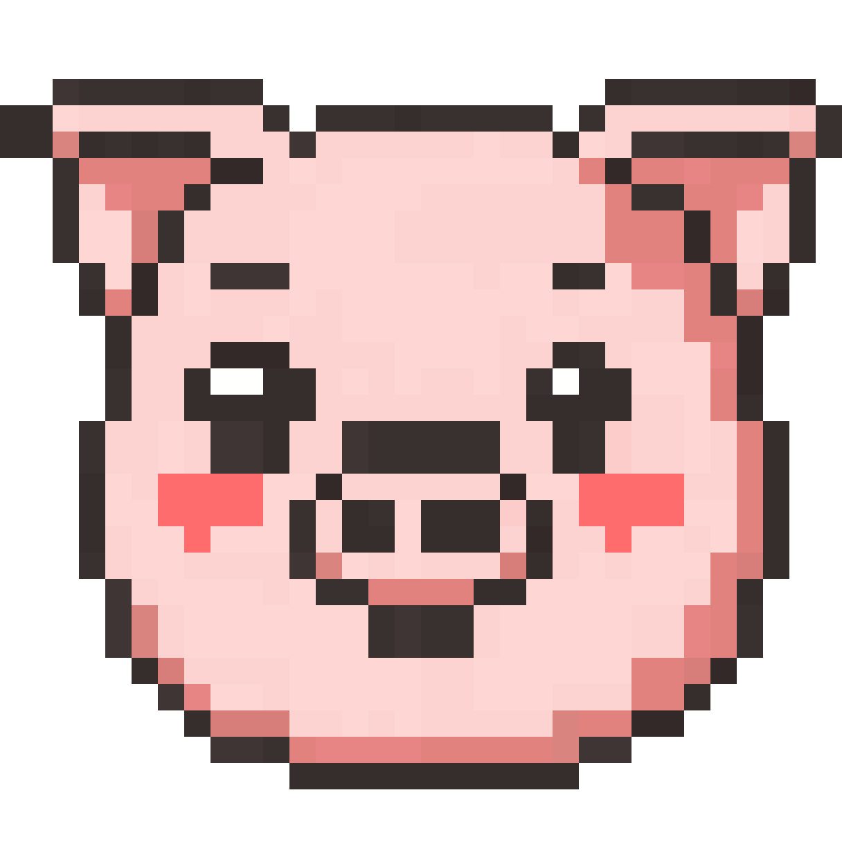 Cute cartoon pig face pixel art