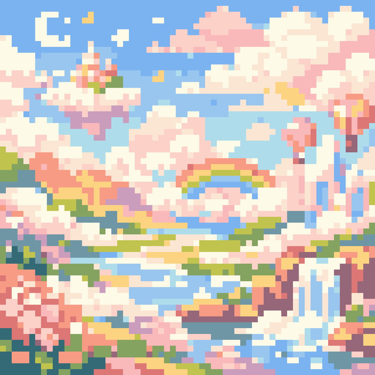 Dreamy fantasy background pixel art