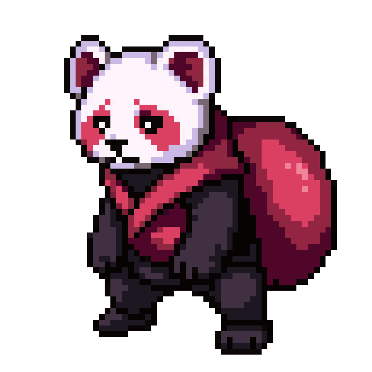 humanoid red panda ninja sprite pixel art