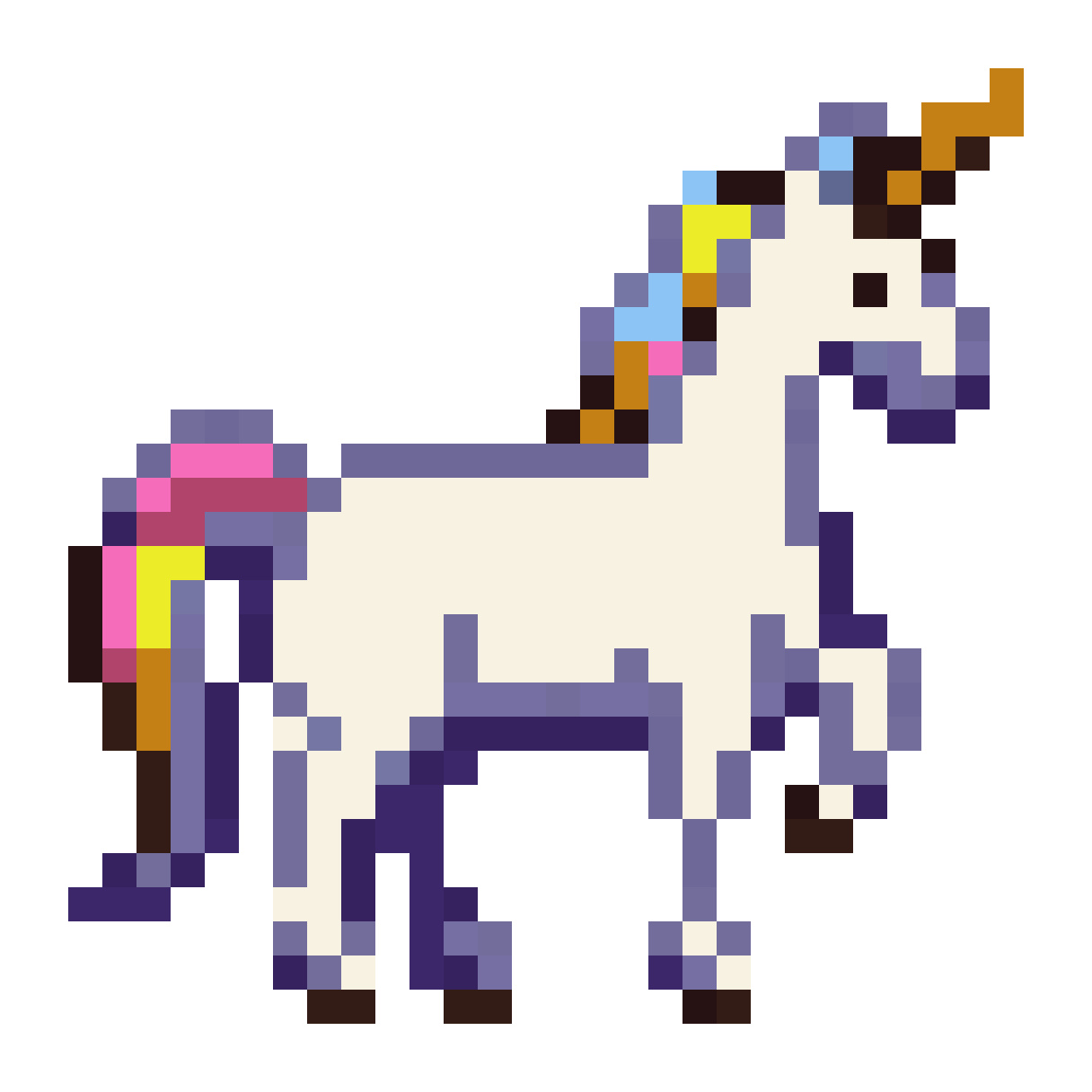 Side profile unicorn pixel art