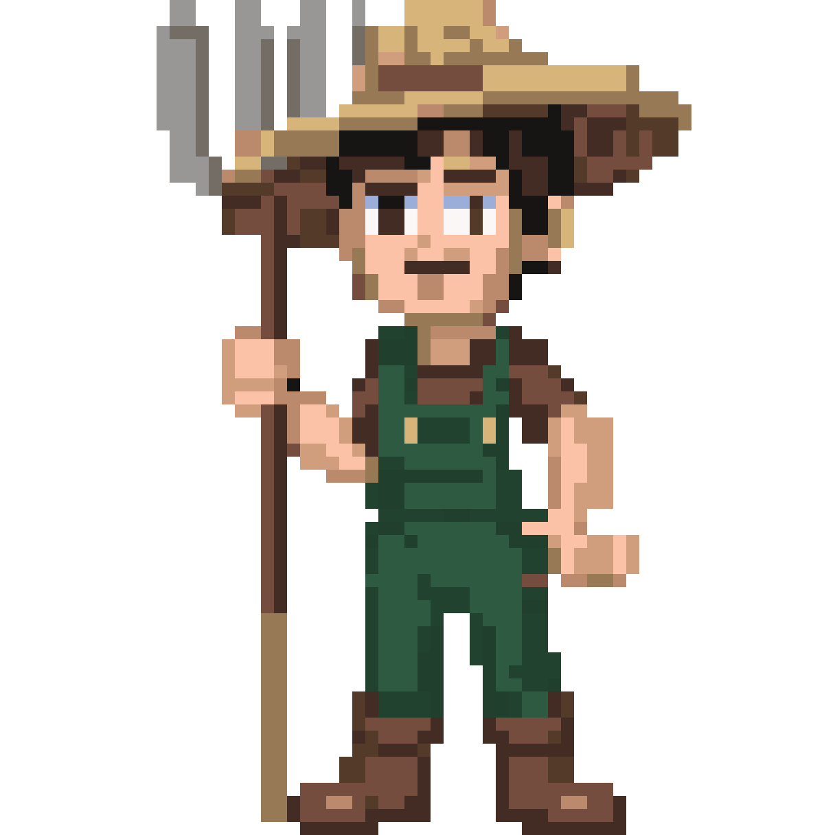 Top view farmer pixel art