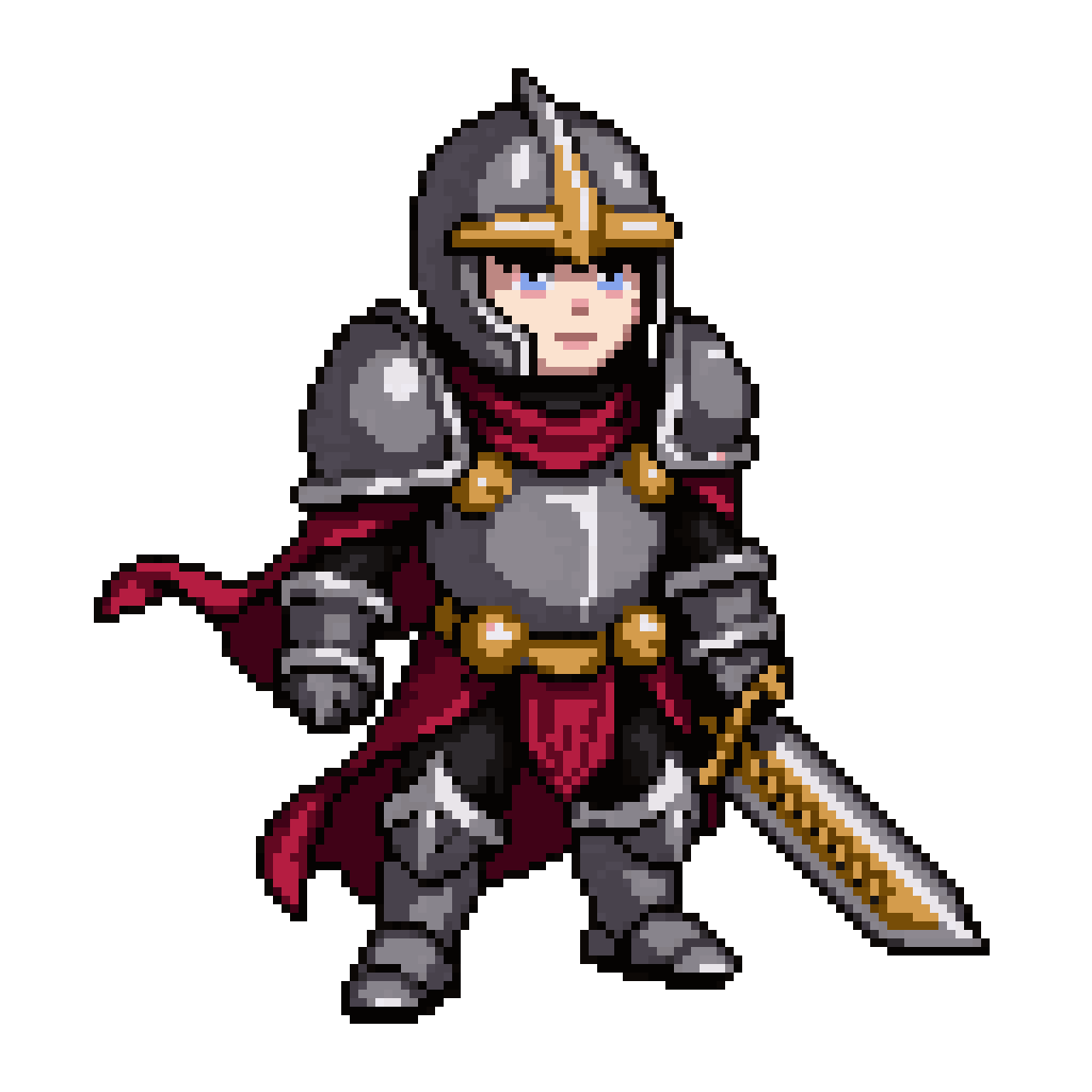 knight warrior with sword and armor pixel art