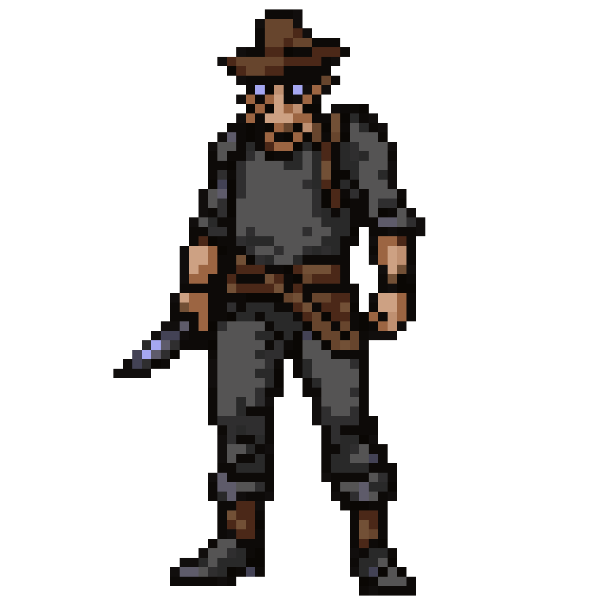 common man with a dagger in post apocalyptic pixel art