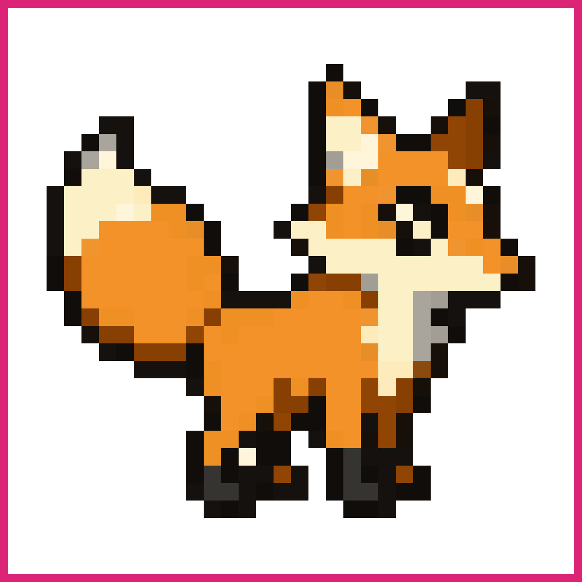 orange and white fox in a goofy style with bead... | Sprite-AI