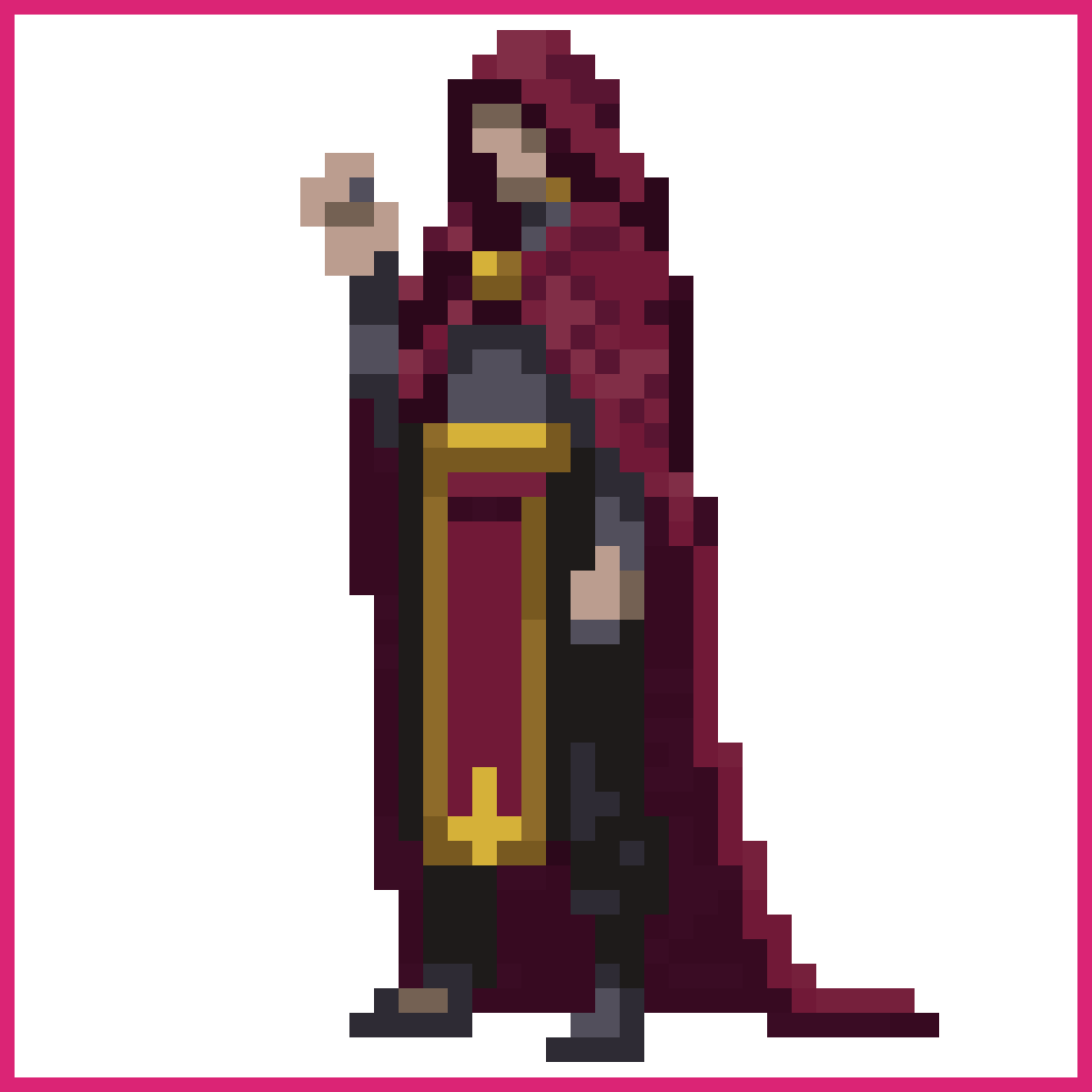 Man in Hooded Red and Gold Robe | Sprite-AI