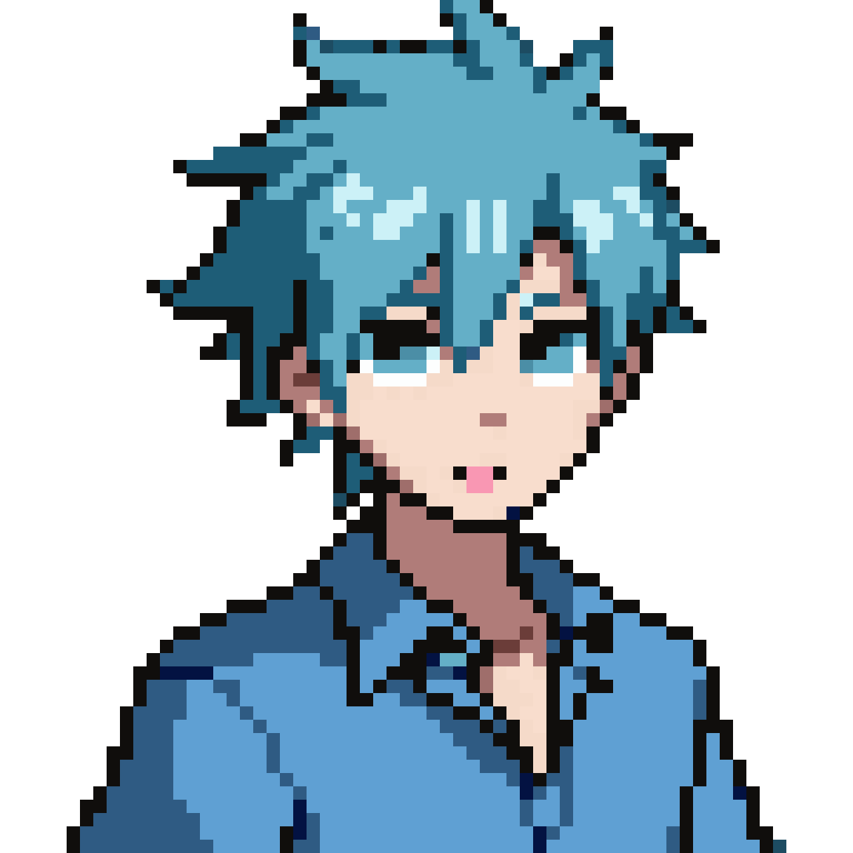 Anime boy in blue shirt pixel art