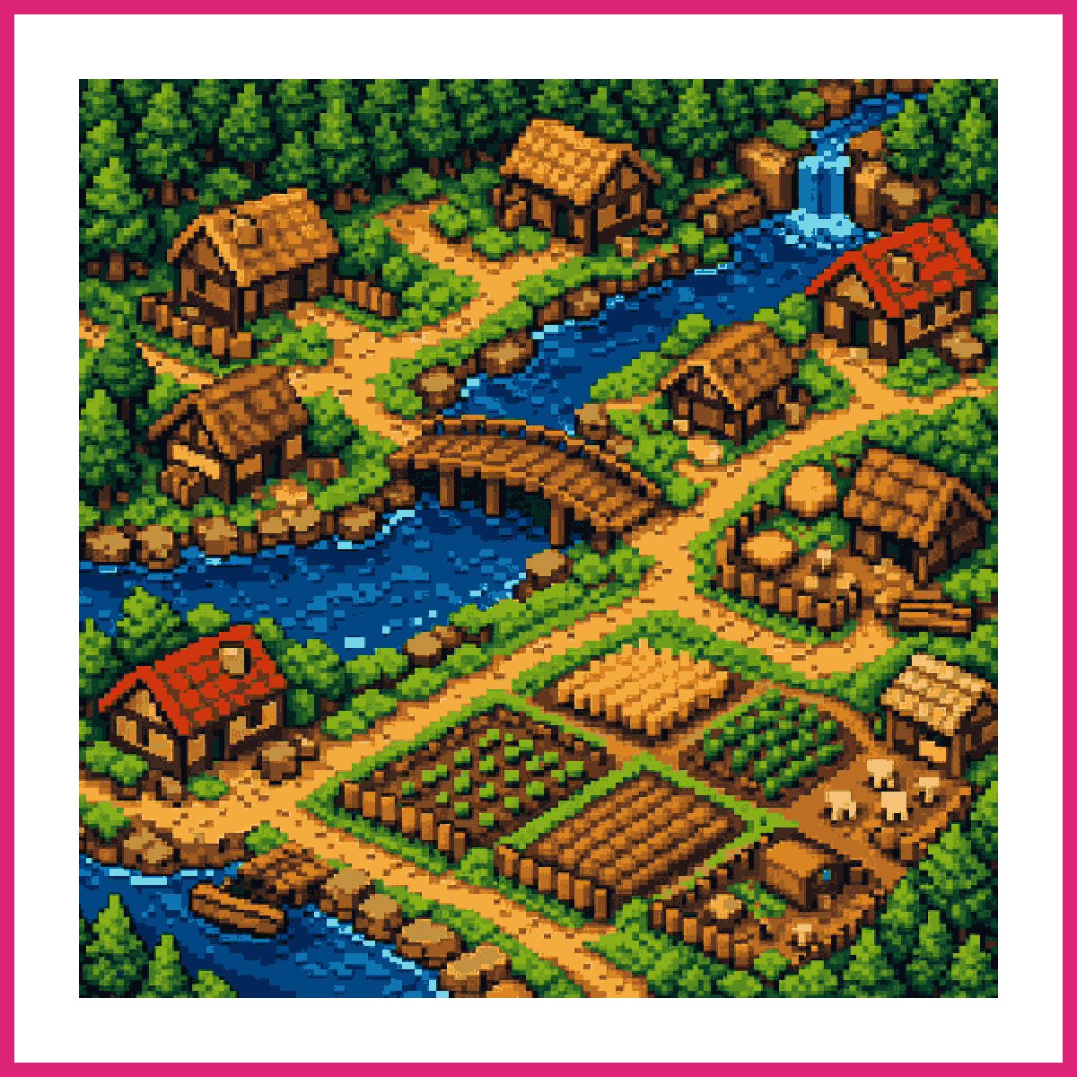 top-down pixel art village map | Sprite-AI