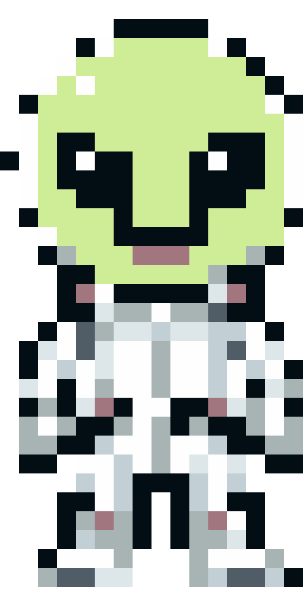 Happy alien in spacesuit pixel art