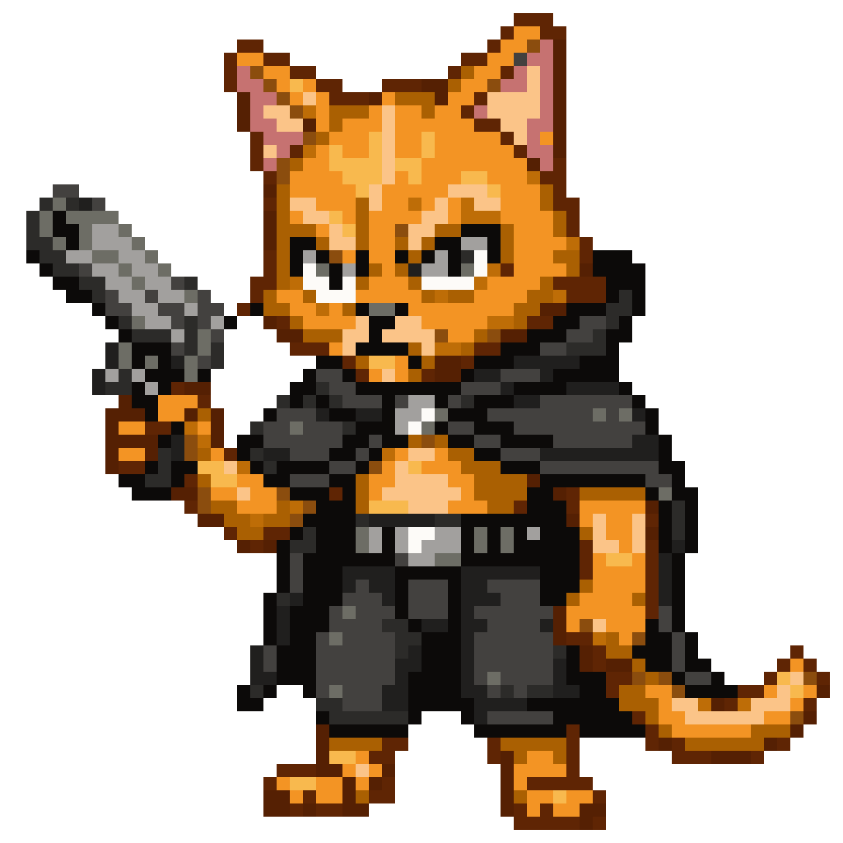 Orange humanoid cat pixel art
