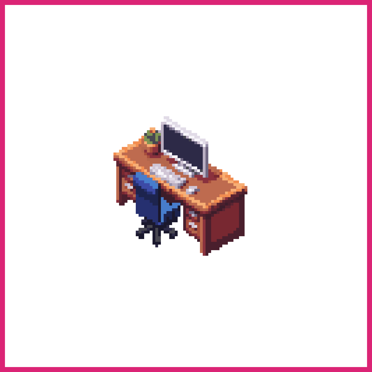 Office desk with computer and chair | Sprite-AI